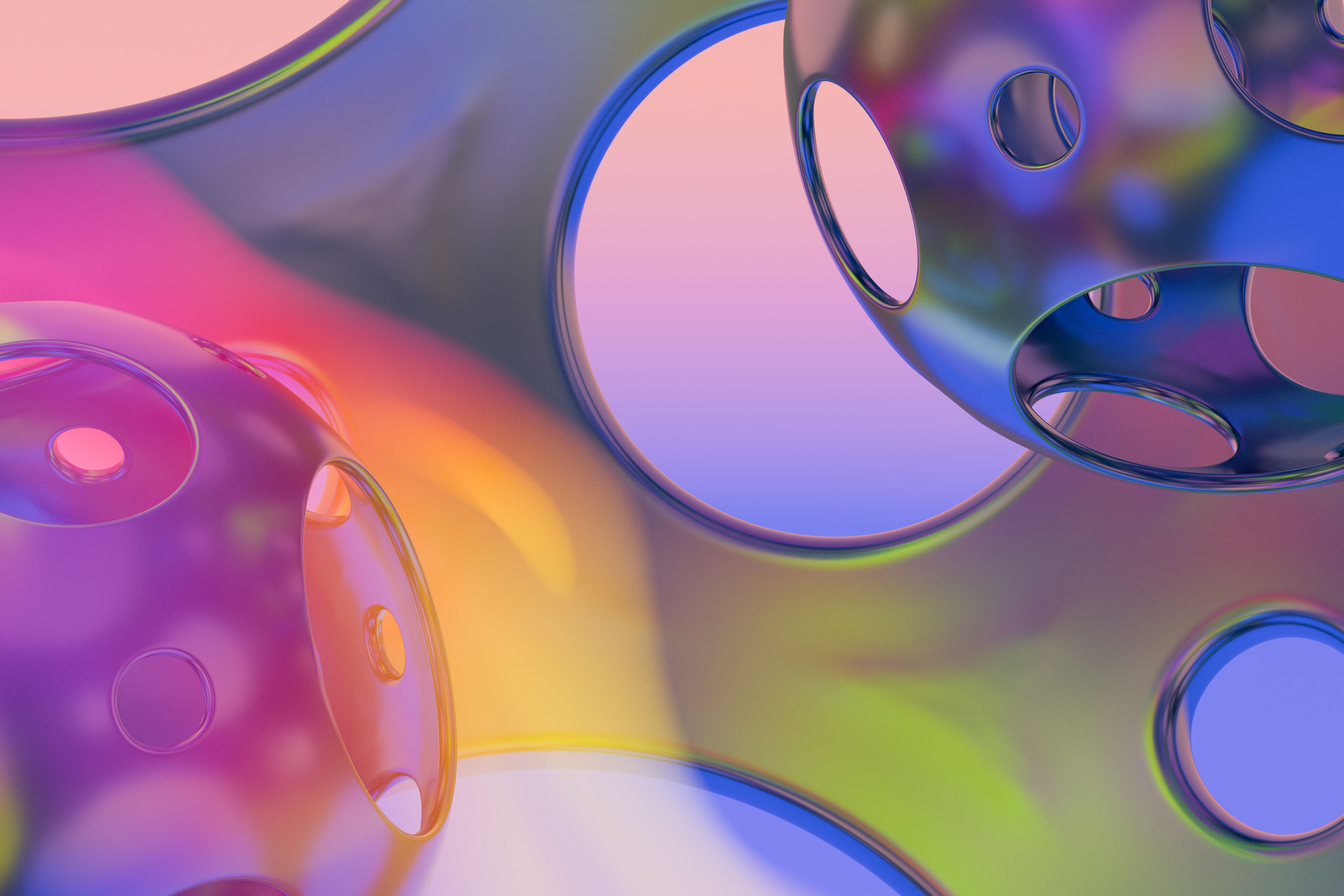 Colorful translucent abstract shapes for Products and Technology